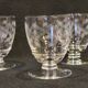 6 old art deco engraved crystal liqueur glasses