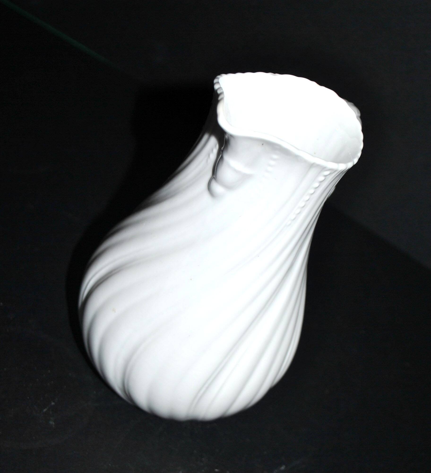 Antique Sarreguemines porcelain pitcher, plain Viennese pattern