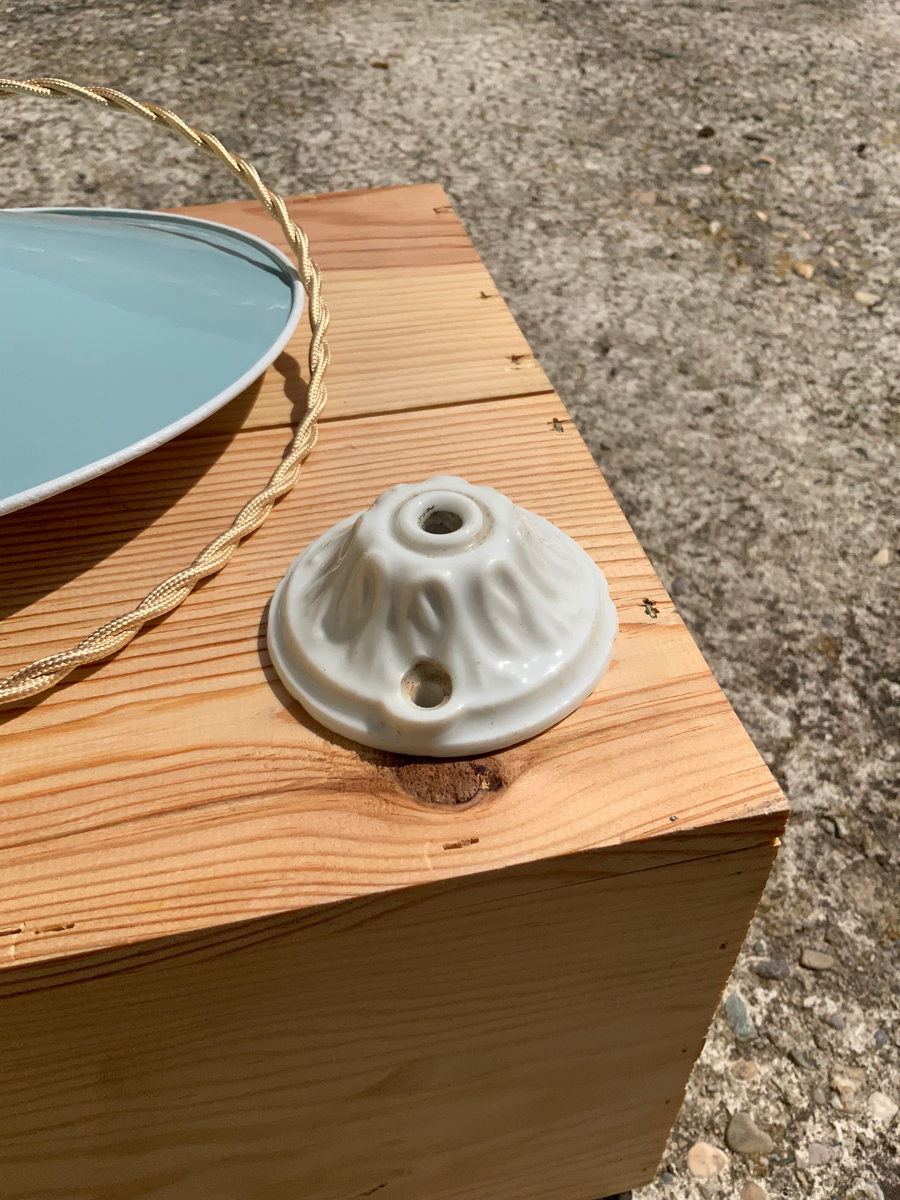 Suspension lampshade vintage blue and white