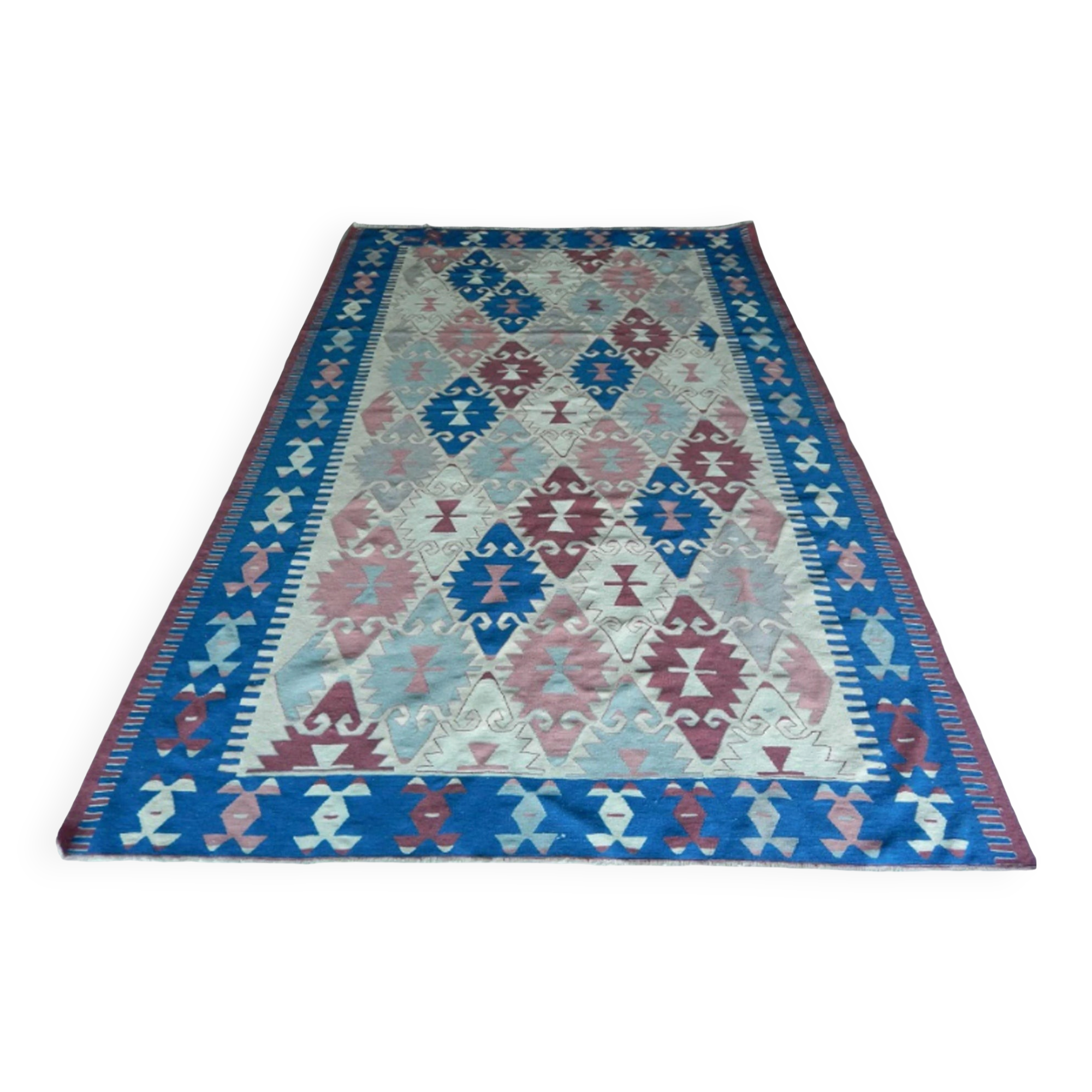 Vintage Turkish kilim, handwoven, 200x295 cm.