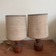 Paire de lampe bois et jute