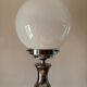 Vintage 1970s chrome globe lamp with bamboo-like finish