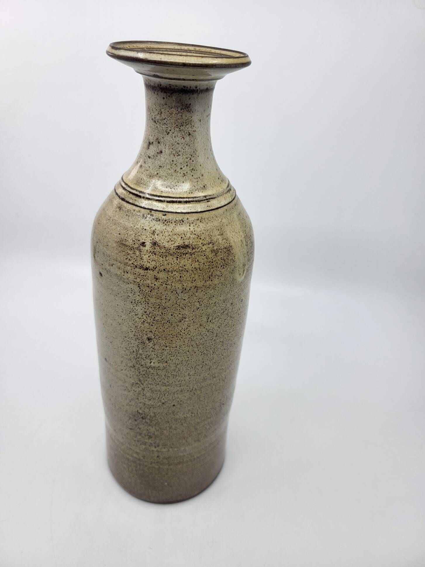 Vintage bottle vase in ceramic stoneware with fish decoration circa 1970/80.