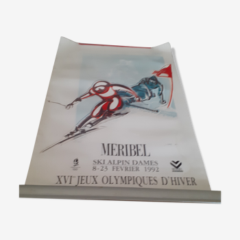 Affiche originale Mèriibel, Jeux olympiques 1992, ski alpin dames, Illustrée par Bar