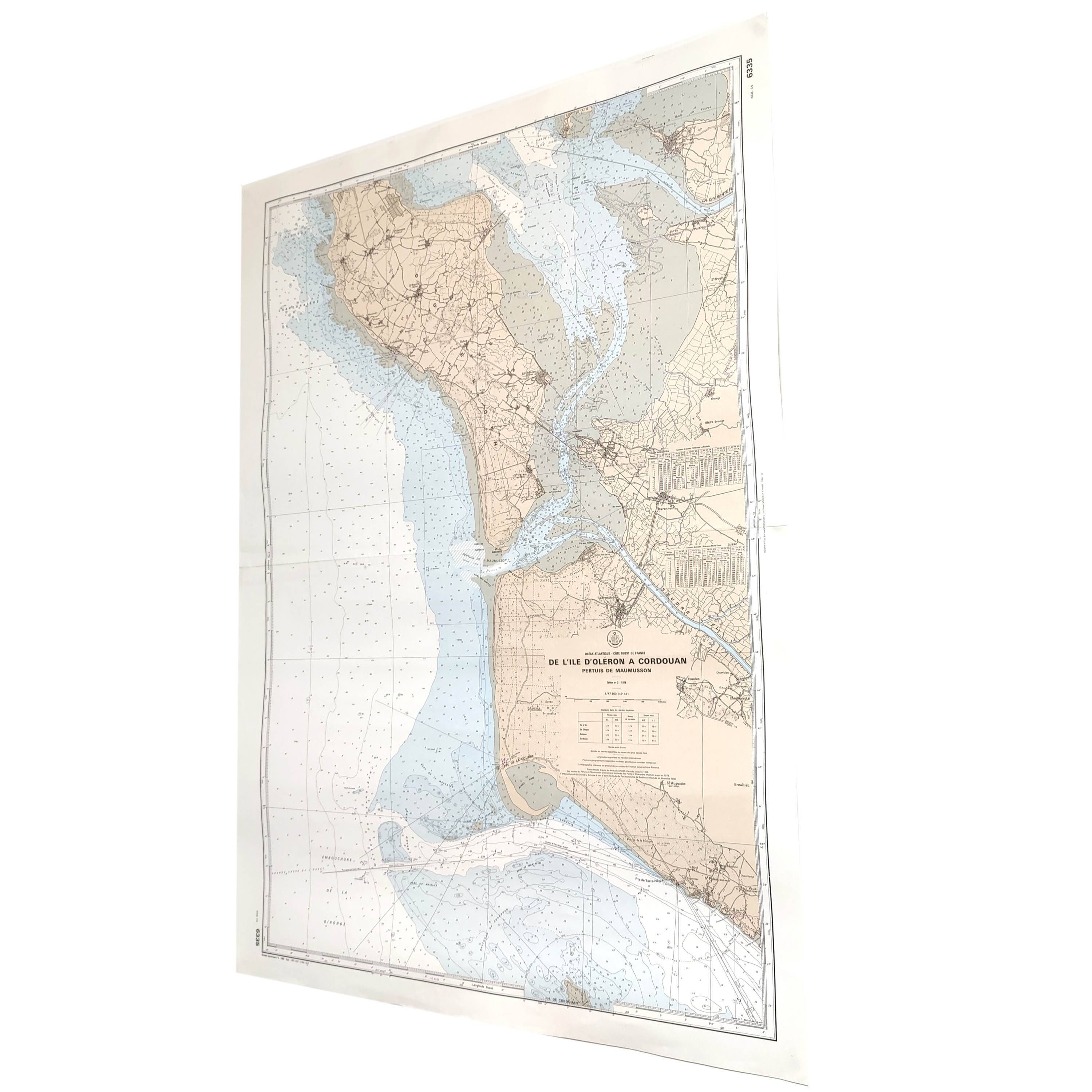 Map of Charente Maritime, Oléron Island, West Coast, France, 1976