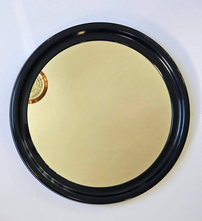 Rare dark blue round wall mirror from the mid-century SYLA, France, 1970