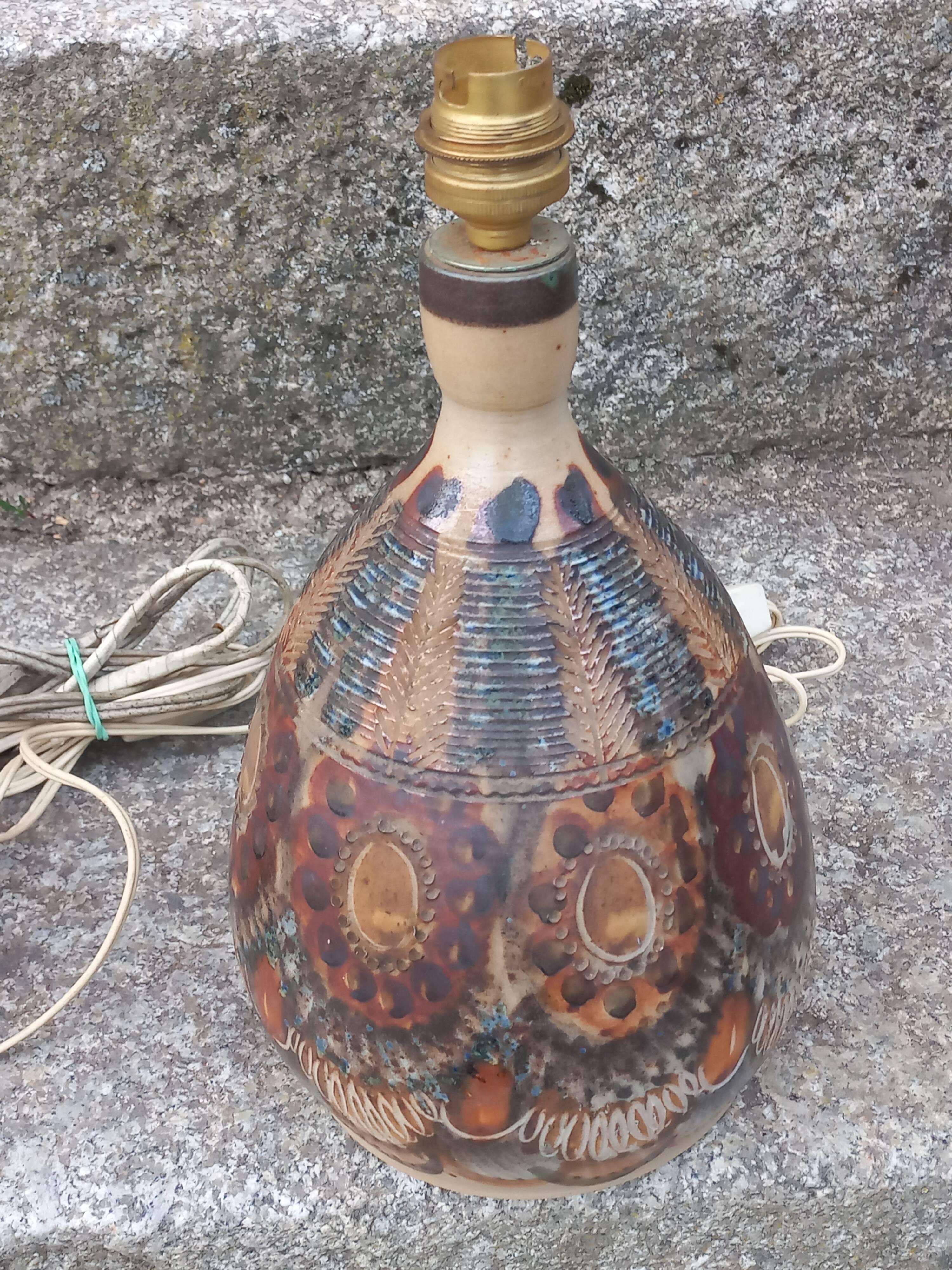 Set of 2 stoneware lamps by Jean Claude Courjault La Cerisaie.