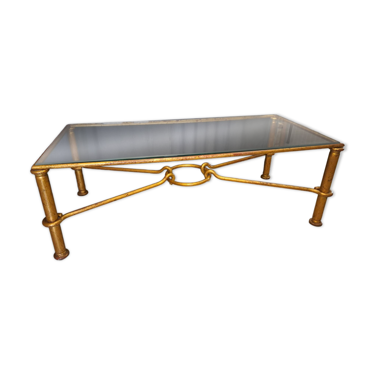 Table basse Hermes de G. Banci en métal doré