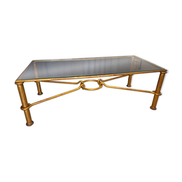Table basse Hermes de G. Banci en métal doré