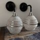 Pair of white, black and silver Art Deco wall lights