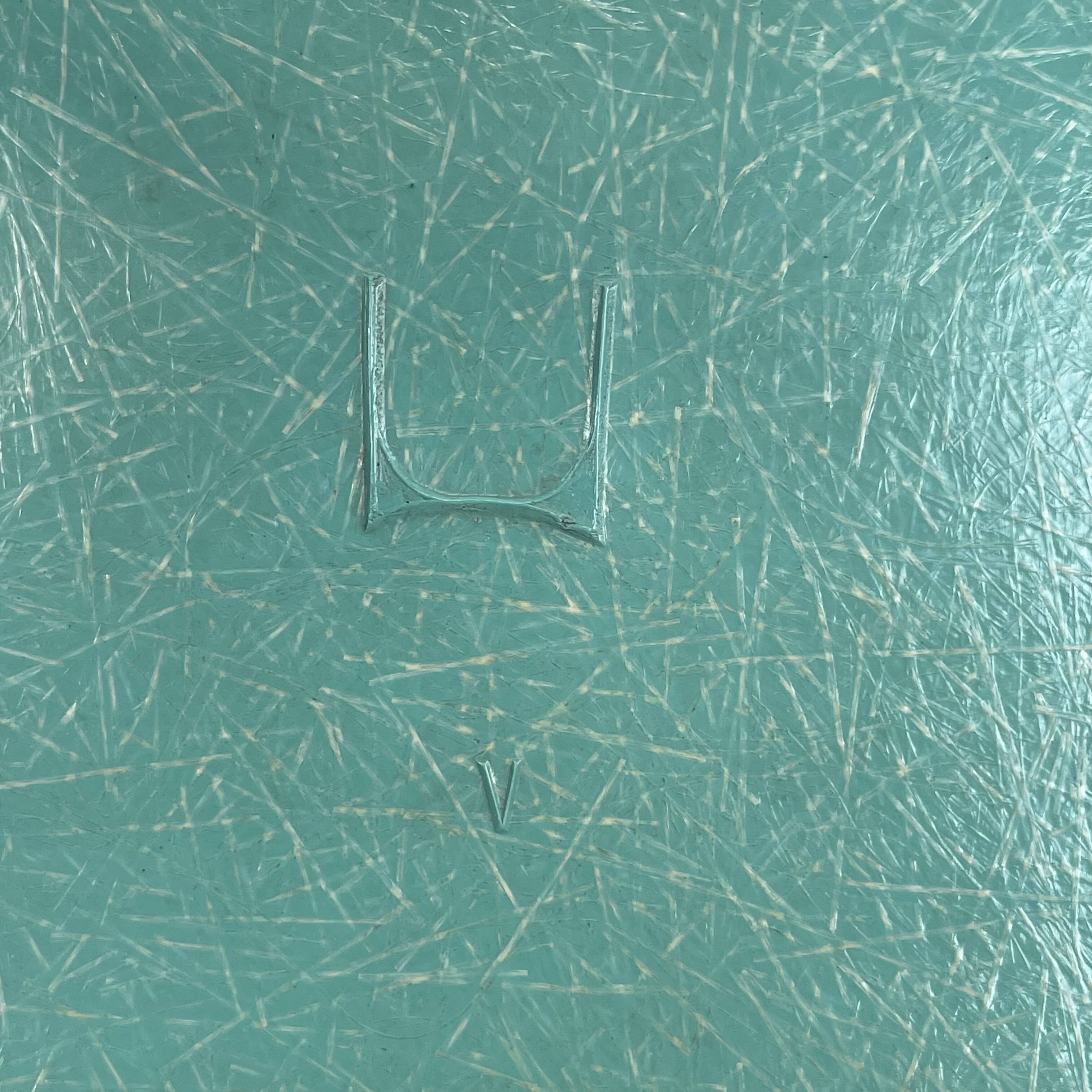 Eames Herman Miller DSW side chair in turquoise