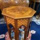 Thuyawood tea table with marquetry decoration.