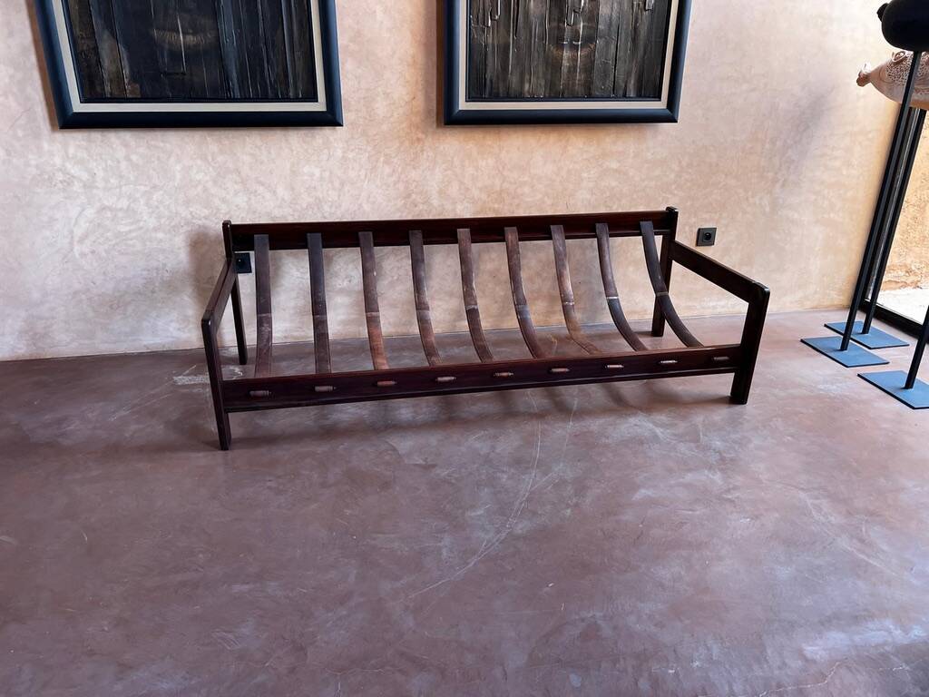 Brazilian jacaranda and leather sofa by Jean Gillon for Italma 1960