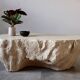 Design coffee table with travertine rock effect — unique piece hand-sculpted.