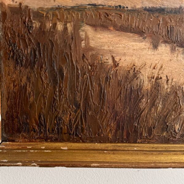 Huile sur panneau pêcheur dans un marais impressionnisme début XXe