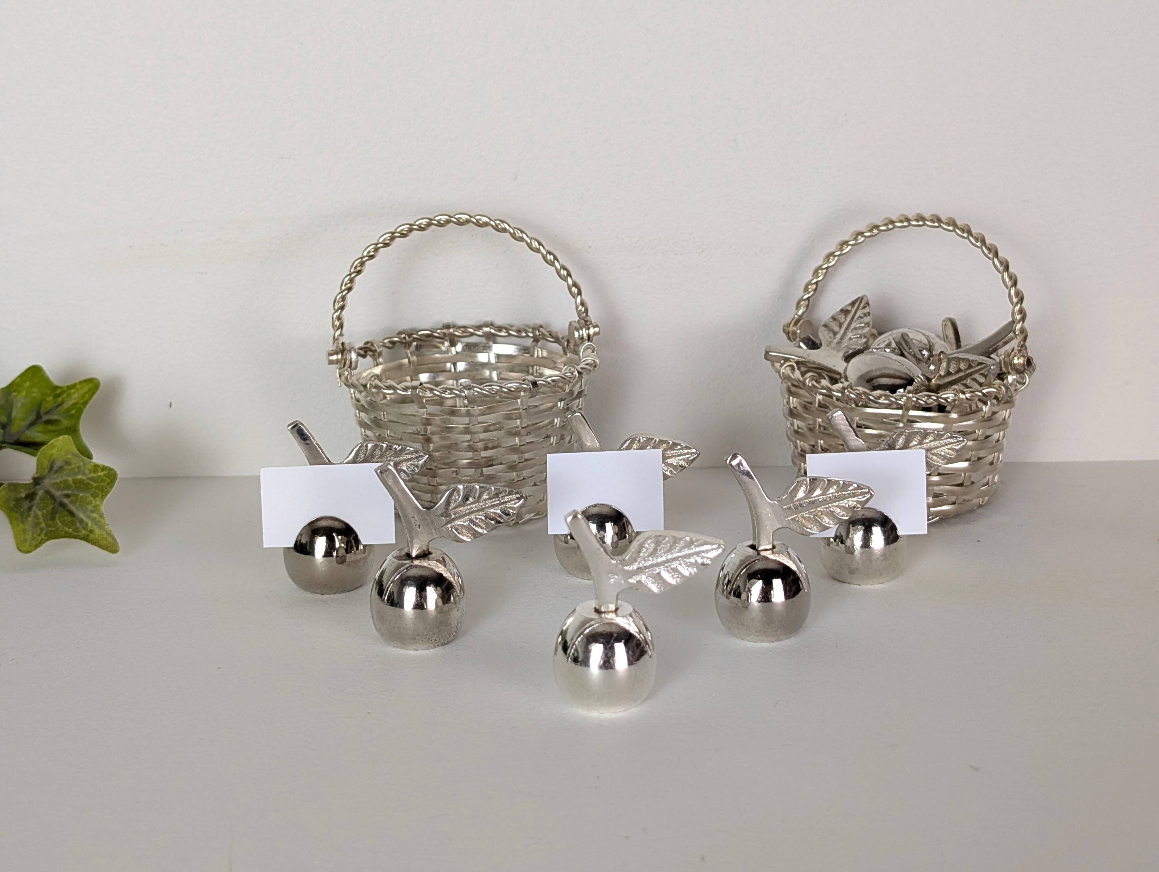 12 silver metal place markers