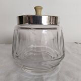 Jam pot, jam maker, sugar bowl, in crystal and silver metal