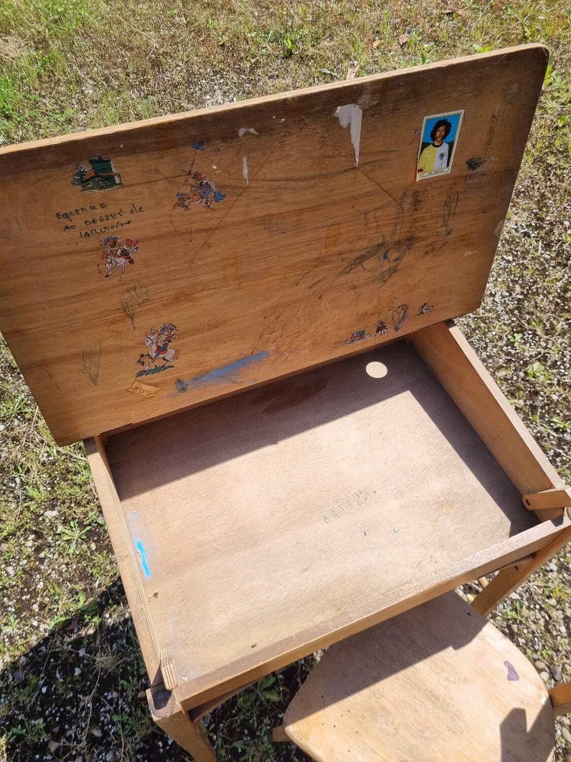 Bureau pupitre + chaise baumann enfant vintage