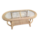 Table Basse Vintage en Rotin et Osier - Plateau Verre - Style Bohème