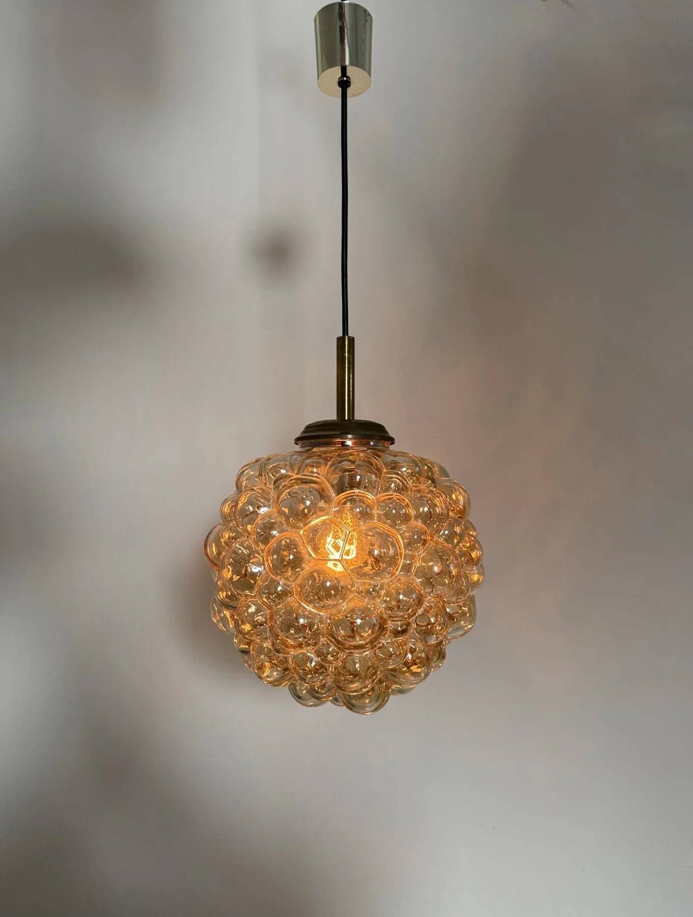 XL Helena Tynell glass bubble hanging lamp pendant, 1970s