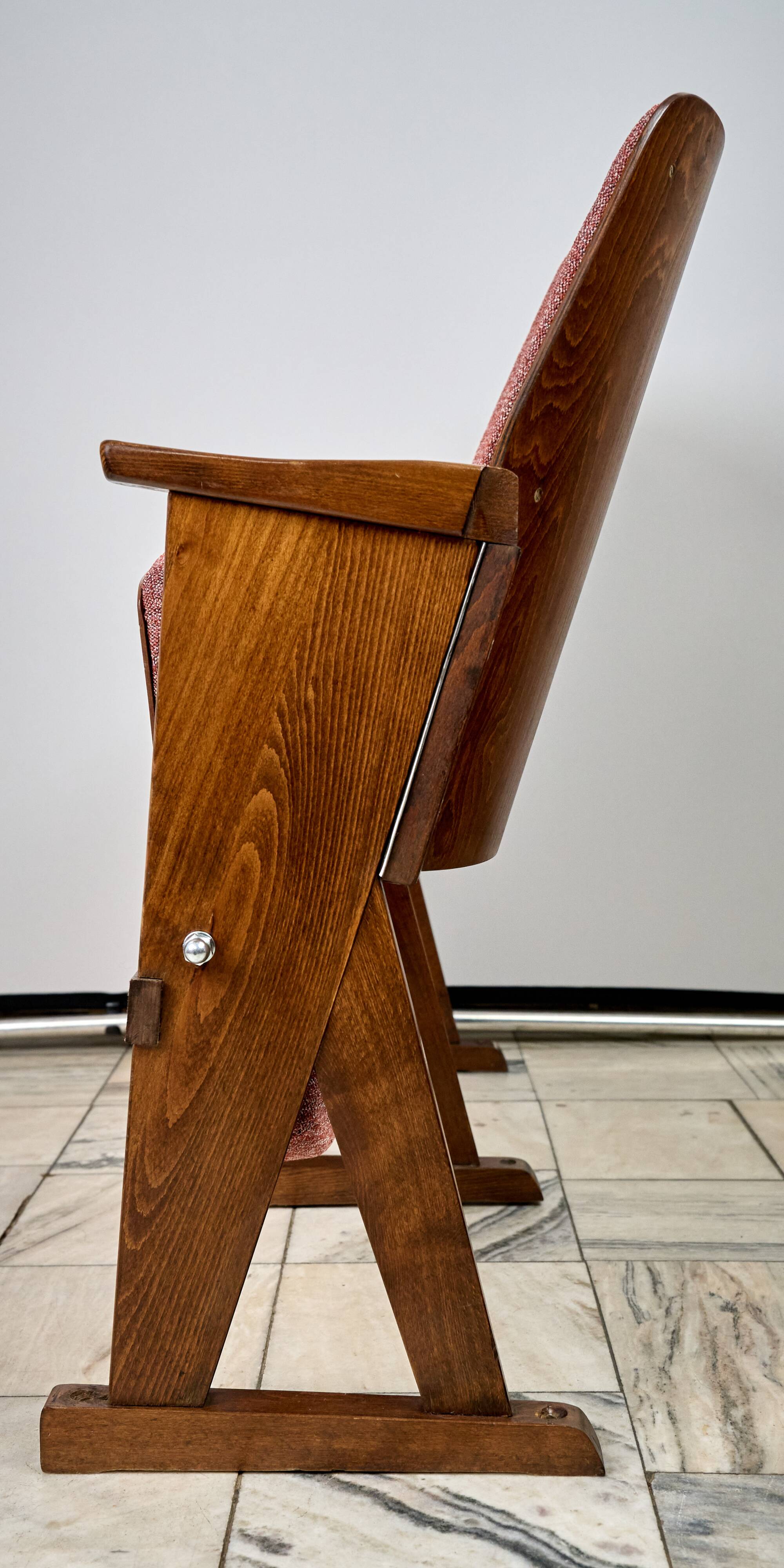 Vintage Red Folding Cinema Chairs, 1970s Czechoslovakia