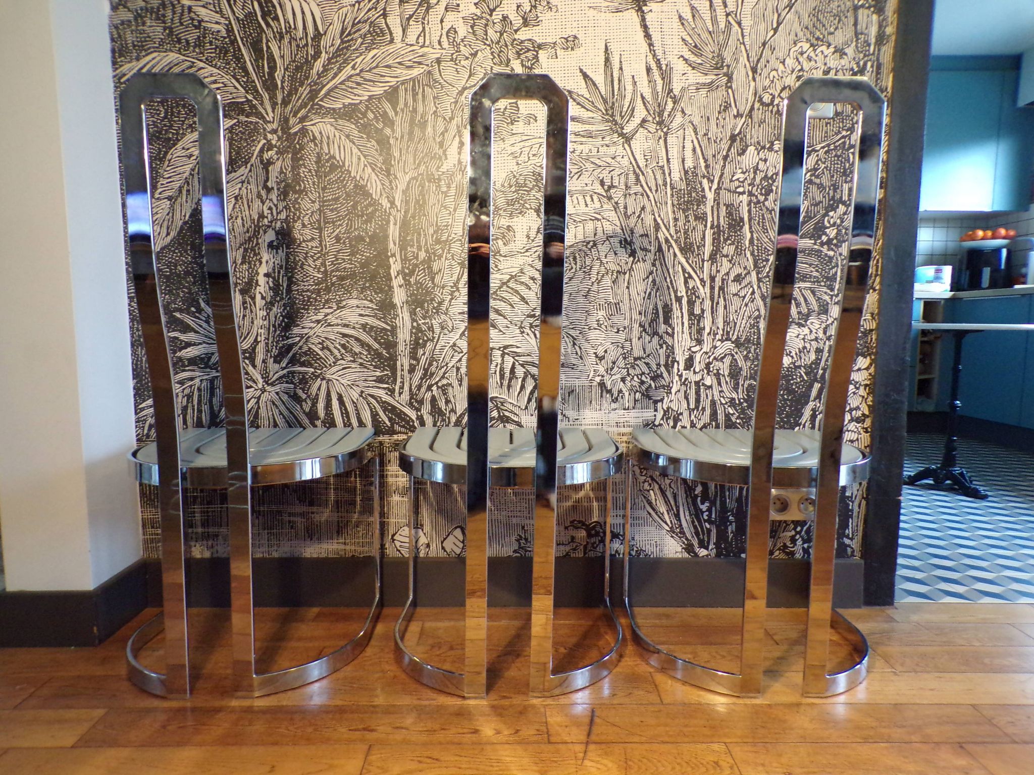 Set 3 chaises repas Allmilmö métal chromé