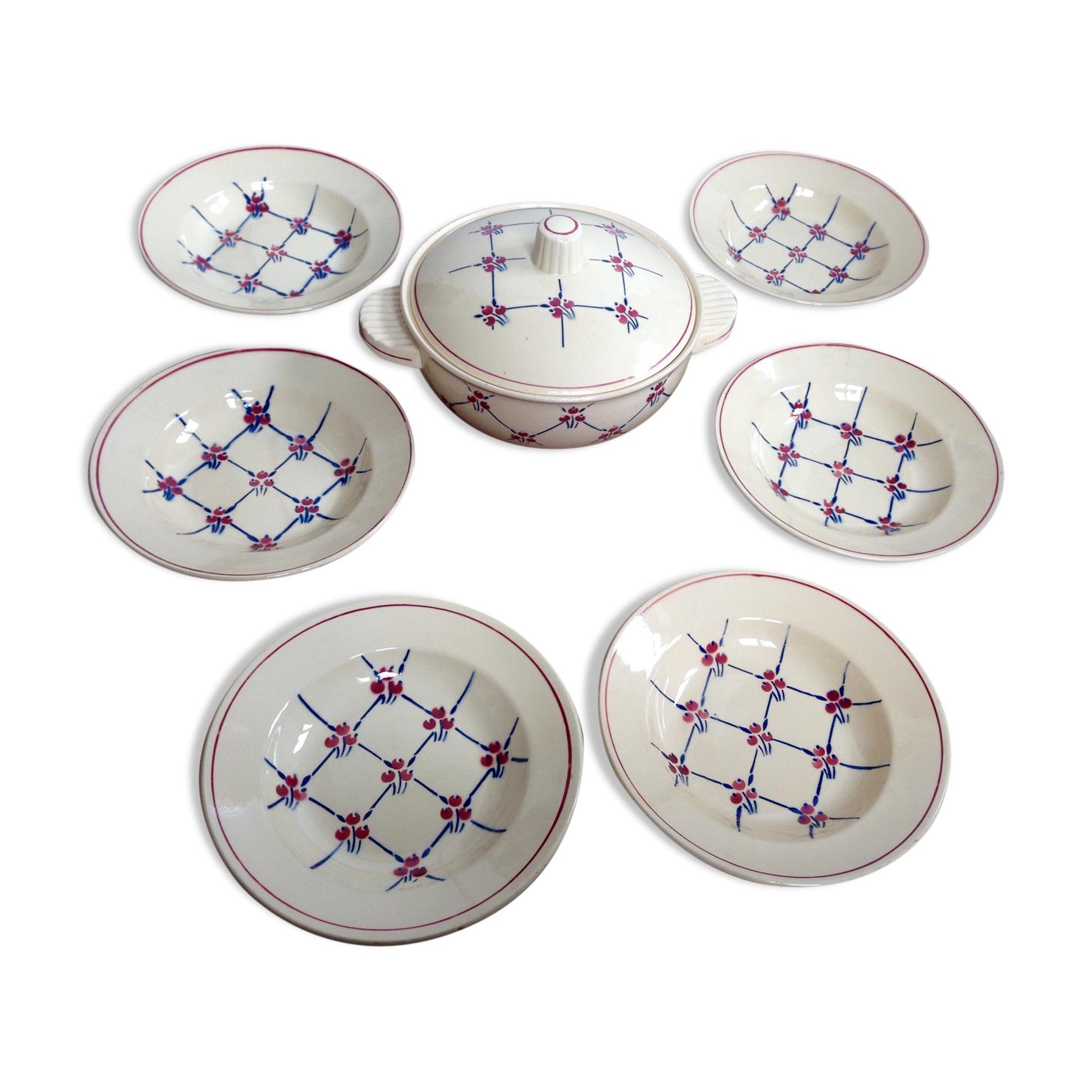 Soup plates and tureen Badonviller model Normandy circa 1940