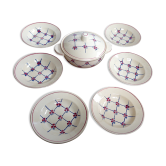 Soup plates and tureen Badonviller model Normandy circa 1940