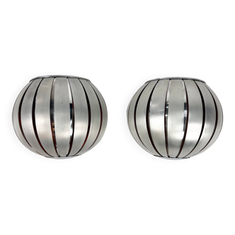 Set of 2 Aluminium Wall Lamps by Henri Mathieu, 1960s