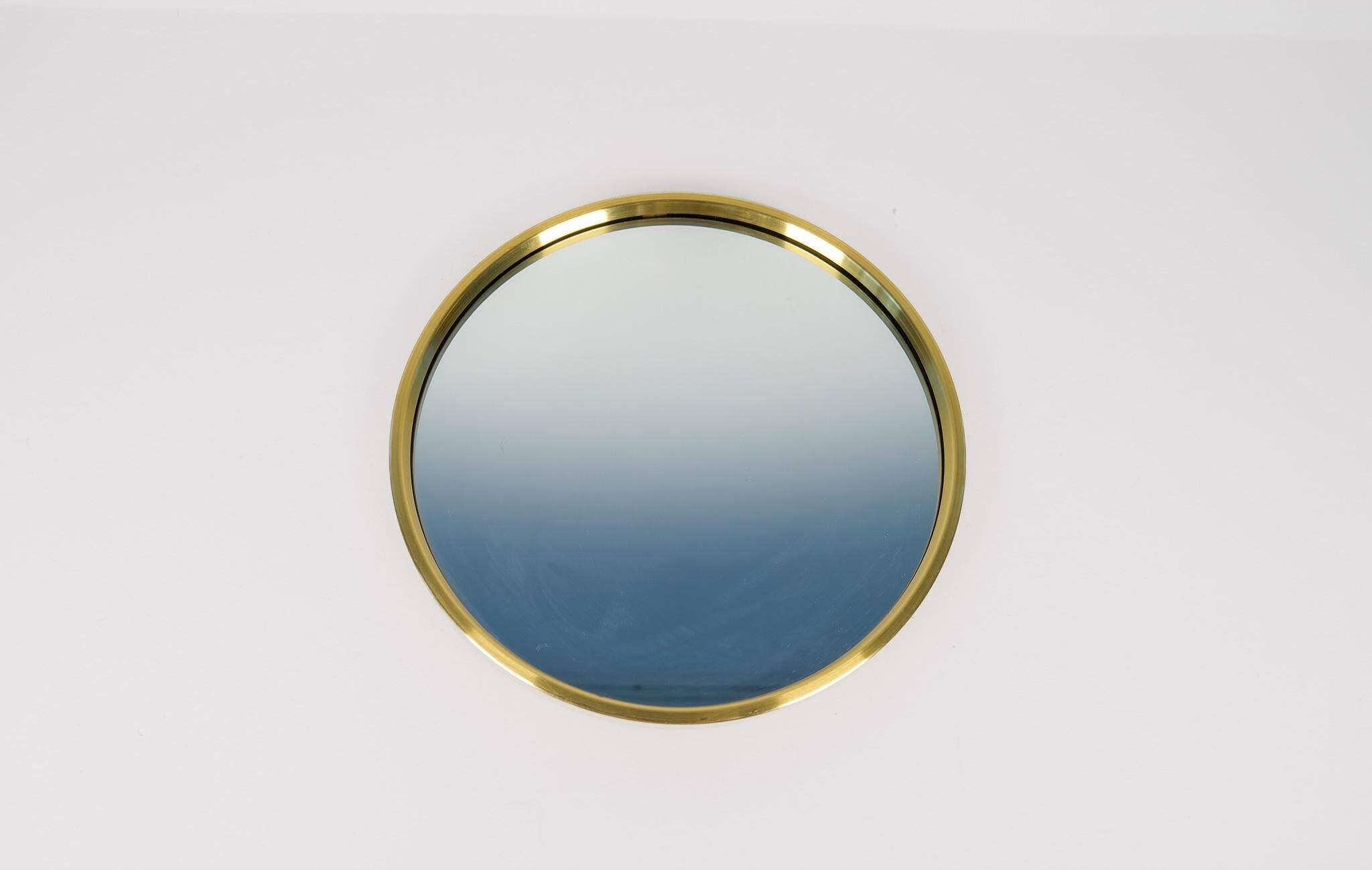 Modern brass mirror from the mid-century by Glasmäster in Markaryd, Sweden, 1960s.