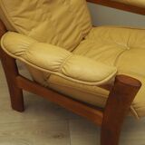 Fauteuil en cuir jaune, design danois, années 1960, production : Danemark