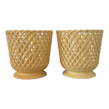 Paire de cache pots SYLA années 70 jaune pastel 18cm