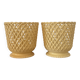Pair of SYLA 70s pastel yellow flower pots 18cm