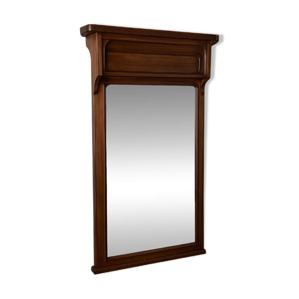 Très grand miroir trumeau époque Art Nouveau en acajou / h 196cm