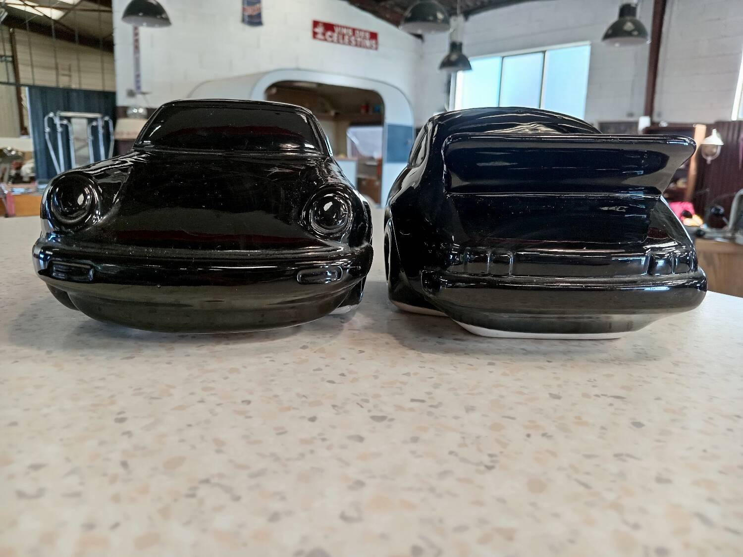 Pair of Porsche 911 earthenware bookends