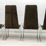 Set of 4 Mid-Century Modern Italian Chromed Steel and Velvet Dining Chairs