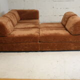 70s modular sofa, light brown velvet