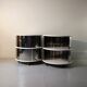 Pair of mirrored space age cylindrical bedside tables, 1960