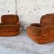 Pair of vintage velvet armchairs 1970 Italy