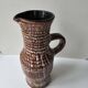 Large brown glazed ceramic pitcher signed accolay - height 31cm