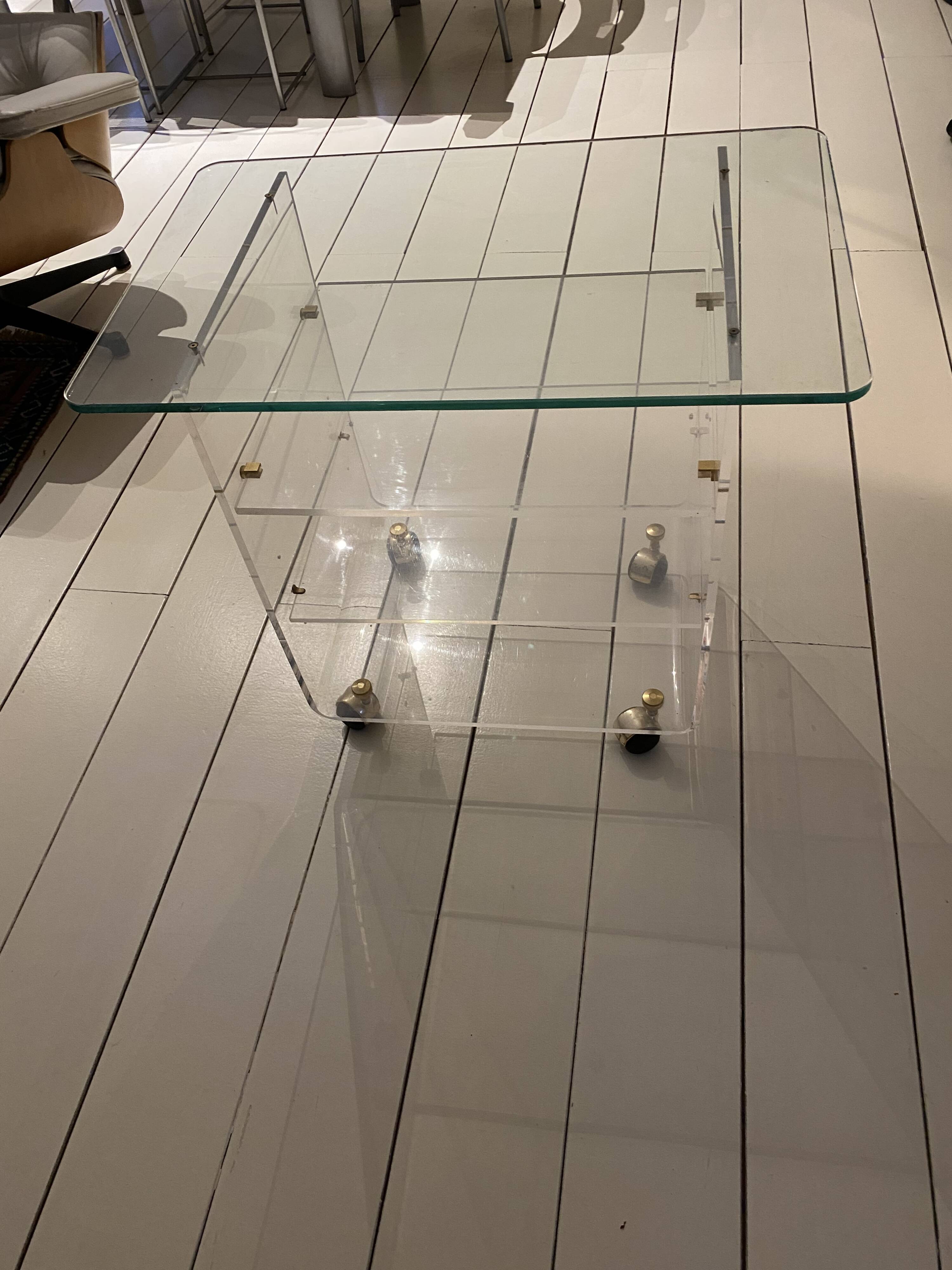 David Lange Plexiglas and Glass 4-Tier Vintage Serving Trolley