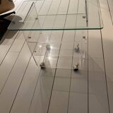 Table Roulante Desserte David Lange Plexiglas et Verre 4 Niveaux Vintage