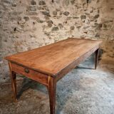 Old French farmhouse table – Rustic workshop table with 3 drawers