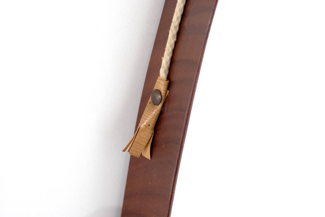 Vintage oval wooden mirror, Italy, 1960s.