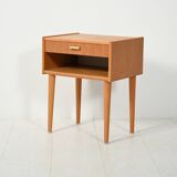 Scandinavian vintage bedside table with brass handle