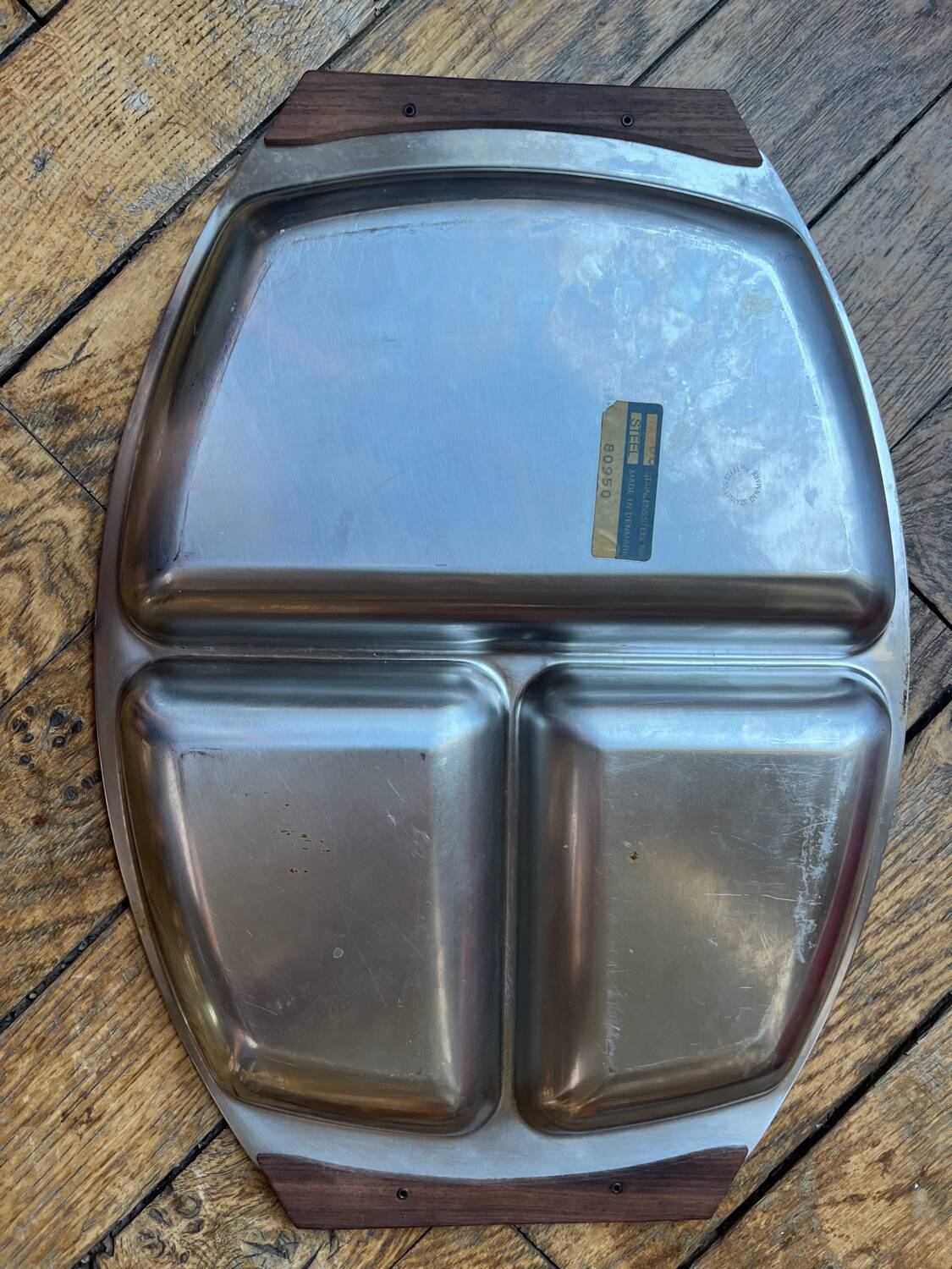 Scandinave. 3 plateaux de service palissandre inox