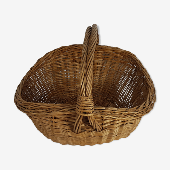 Panier provençal en osier vintage 60s