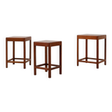 Set of 3 oak wood stacking tables in Art Deco style, France ca. 1925
