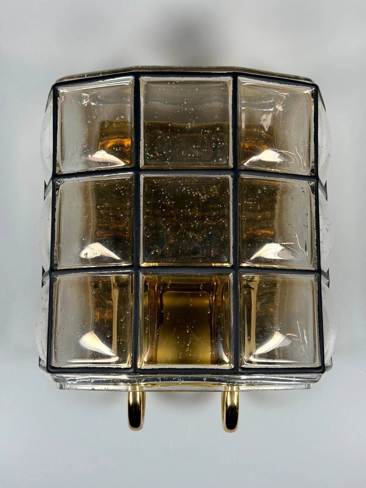60s 70s Wall Lamp Wall Sconce Glashütte Limburg Germany Glass & Metal