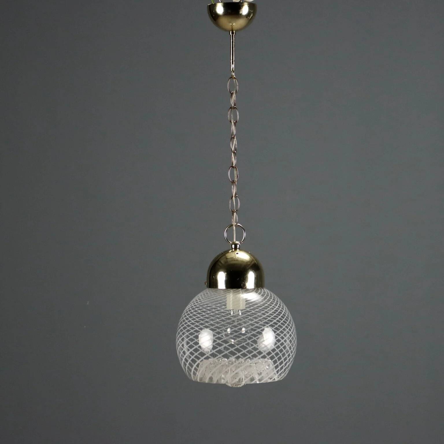 Vintage chrome metal suspension, Italian design from the 1970s.